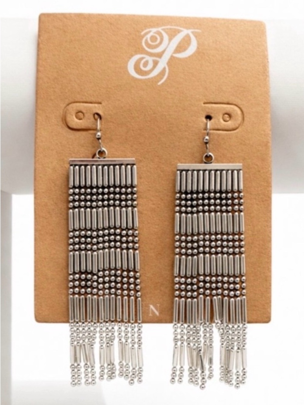 Plunder Silver Tone Fringe Dangle Earrings - Plunder Ava Style - NWT - Picture 5 of 5